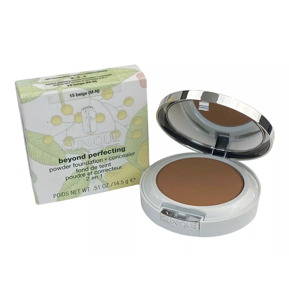 Clinique Beyond Perfecting Powder Foundation +Concealer 15 Beige Oil Free Makeup